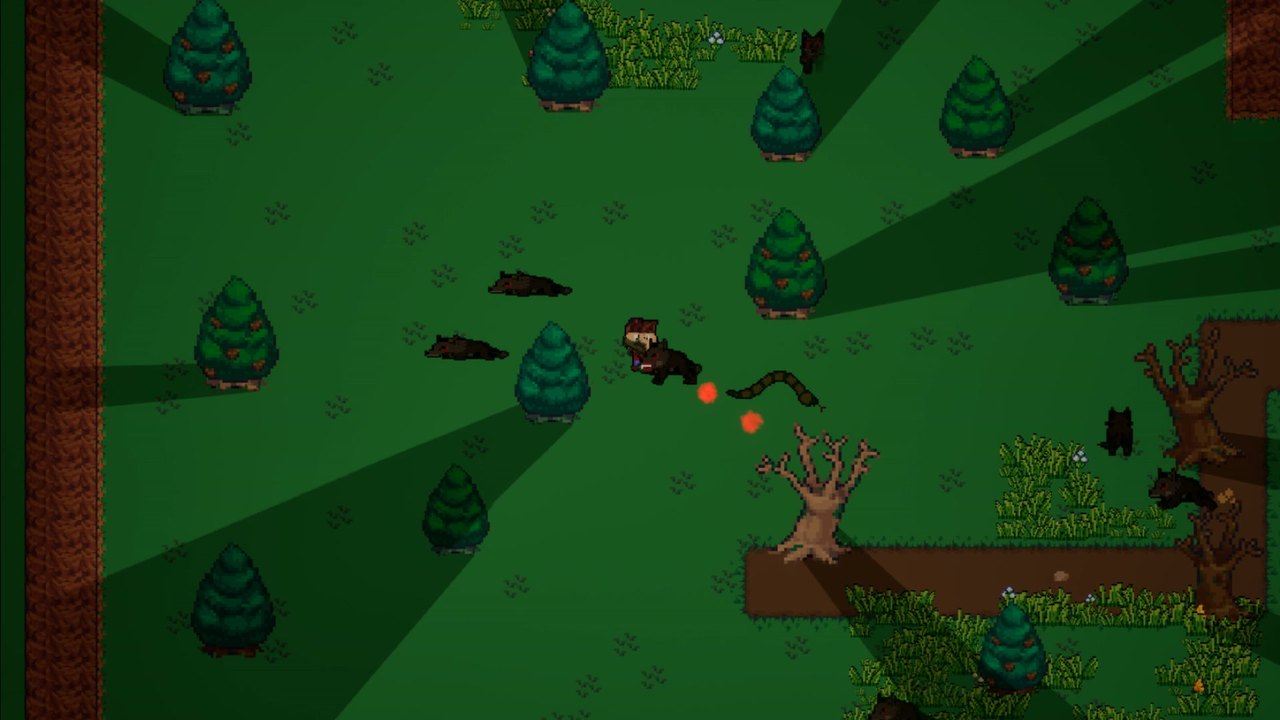 Wolves circling a player in the forest